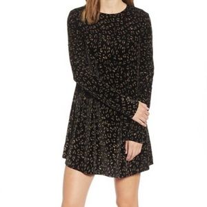 Show Me You Mumu, Toby Leopard Glitter Dress, Black and Gold